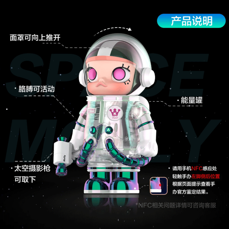 POPMART泡泡玛特MEGA珍藏SPACE MOLLY大久保1000%联名400% - 图2