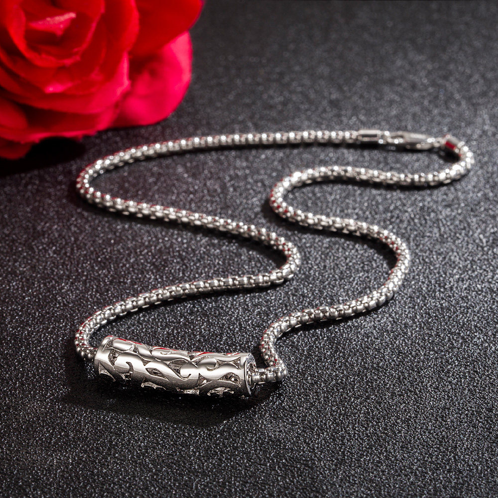 韩版s925纯银男士短项链百搭男款锁骨链银项链网红时尚配饰盒子链