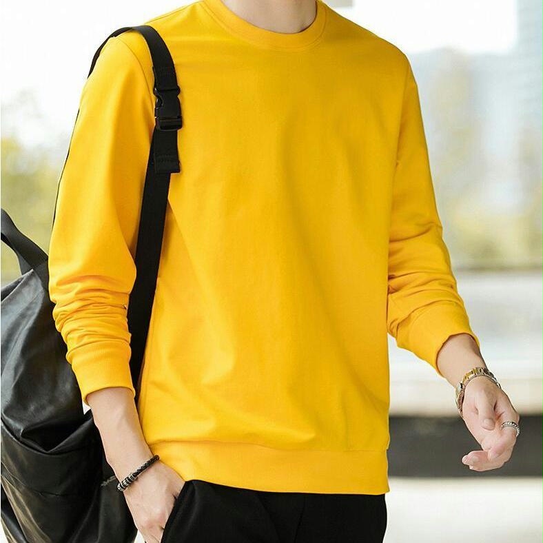 长袖t恤男士春秋上衣男装套头圆领打底衫ins潮流宽松卫衣潮牌秋衣