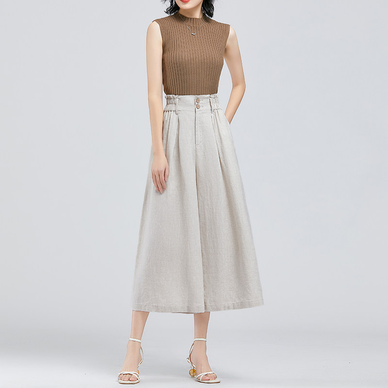 亚麻高腰垂感2023新款花苞棉麻裙裤 暴雪服饰休闲裤