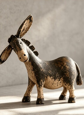跨境新品 Vintage Country Donkey Sculpture 乡村驴子树脂工艺品