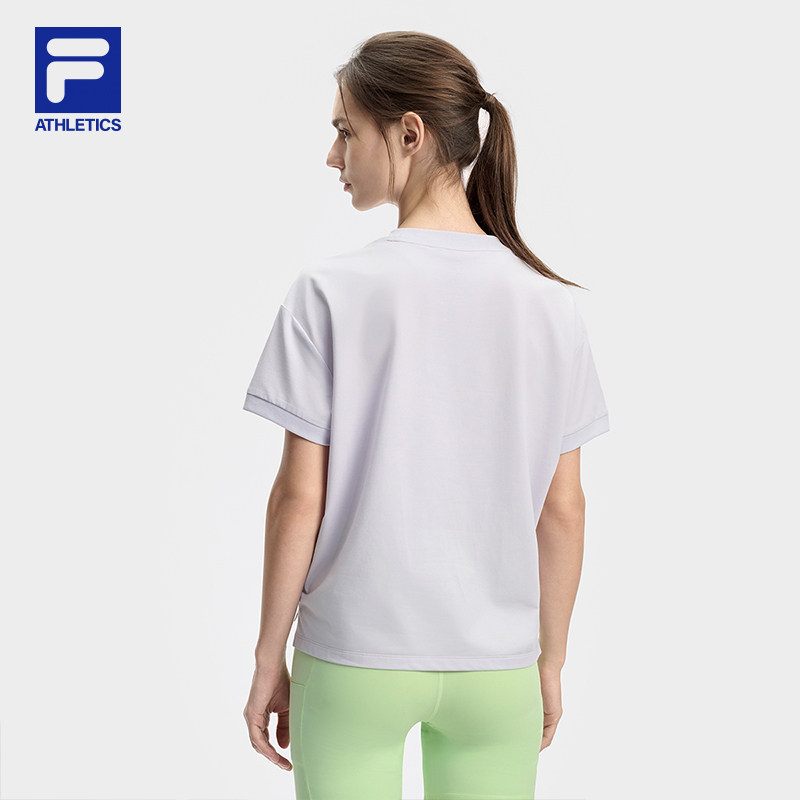 FILA 斐乐官方女子针织短袖衫2024秋季新款健身运动小LOGO宽松T恤,淘宝优惠券,粉丝福利购,淘宝优惠卷