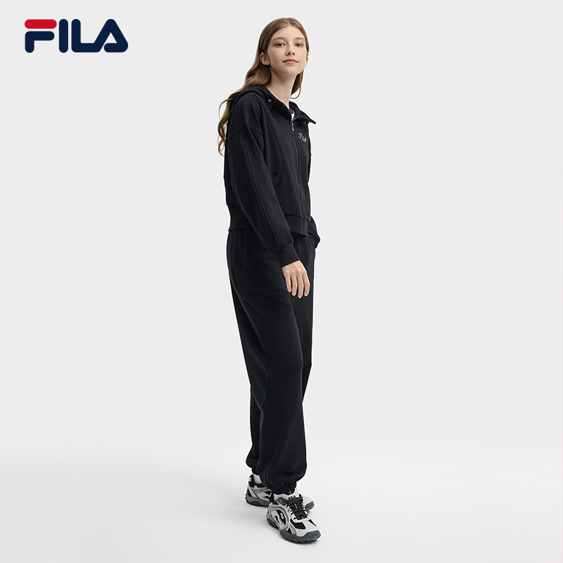 FILA 斐乐官方女士针织连帽外套2024秋新款时尚刺绣休闲宽松上衣,淘宝优惠券,粉丝福利购,淘宝优惠卷