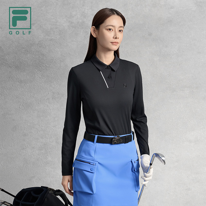 FILA 斐乐官方女子针织长袖POLO衫2025秋新款高尔夫运动防晒上衣,淘宝优惠券,粉丝福利购,淘宝优惠卷
