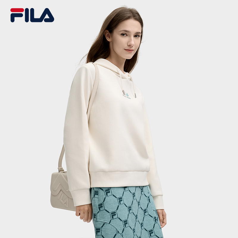 FILA 斐乐官方女子连帽卫衣2025春新款时尚休闲舒适针织长袖上衣 - 图0