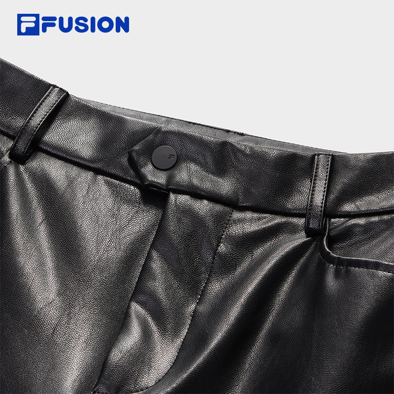 FILA FUSION斐乐潮牌针织长裤女2025冬季新款时尚休闲直筒裤皮裤,淘宝优惠券,粉丝福利购,淘宝优惠卷