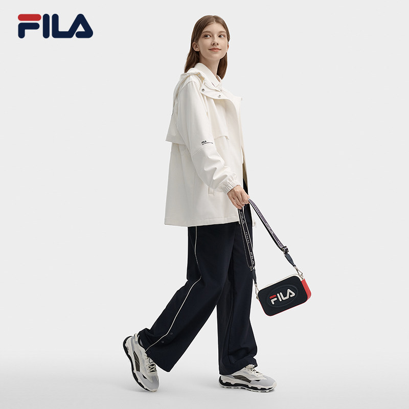 FILA 斐乐官方女士梭织外套2024秋新款时尚休闲收腰宽松连帽风衣,淘宝优惠券,粉丝福利购,淘宝优惠卷
