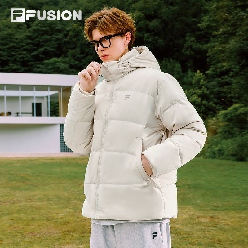 FILA FUSION斐乐潮牌羽绒服男2025冬季新款休闲宽松保暖连帽外套