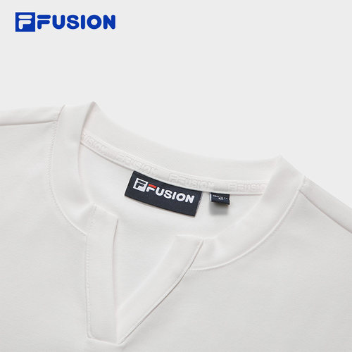FILA FUSION斐乐潮牌女子针织短袖衫2026夏新款时尚修身小V领T恤 - 图2