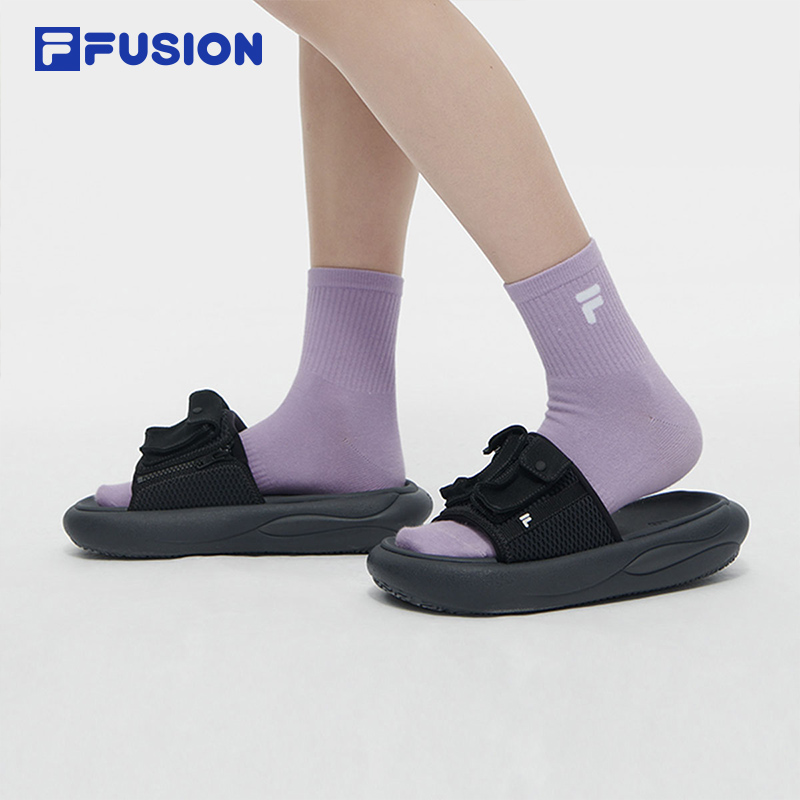 FILA FUSION斐乐潮牌女鞋ZIP UP SLIPPER拖鞋2024夏新款运动凉拖 - 图1