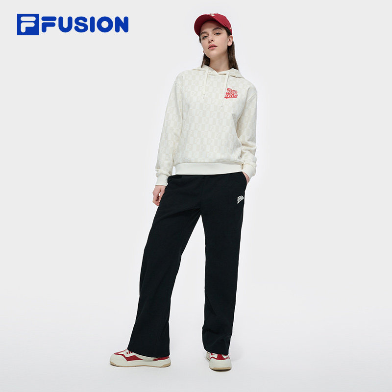 FILA FUSION斐乐潮牌针织长裤女2025春季新款基础时尚休闲阔腿裤,淘宝优惠券,粉丝福利购,淘宝优惠卷