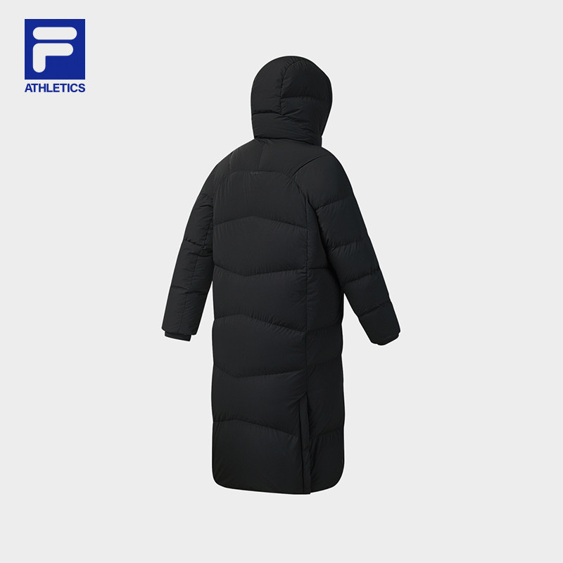 FILA 斐乐官方男士长款羽绒服2025冬季新款健身运动保暖连帽外套