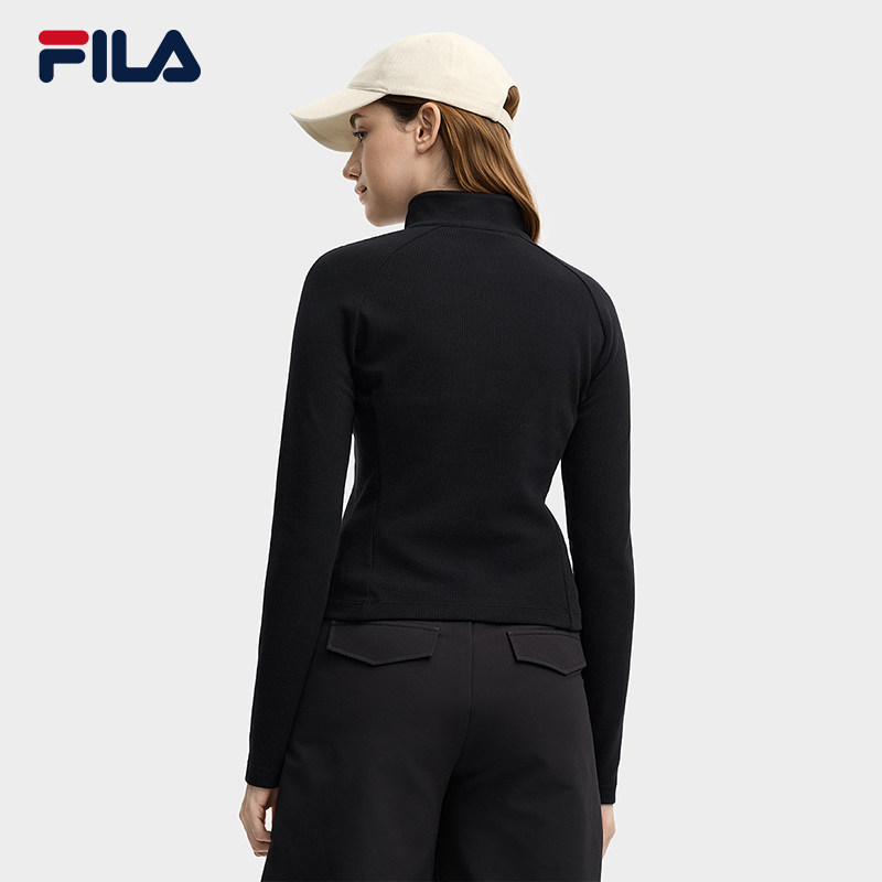 FILA 斐乐官方女子针织长袖衫2025冬季新款时尚休闲拼色半拉链长T,淘宝优惠券,粉丝福利购,淘宝优惠卷
