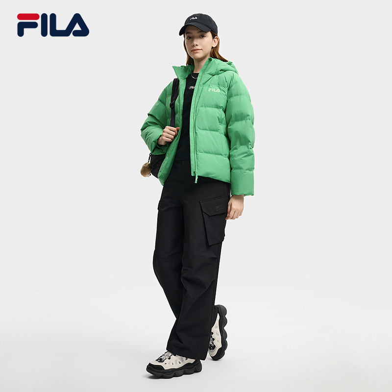 FILA 斐乐官方女士羽绒服2025冬季新款RGB-多彩羽绒连帽保暖外套