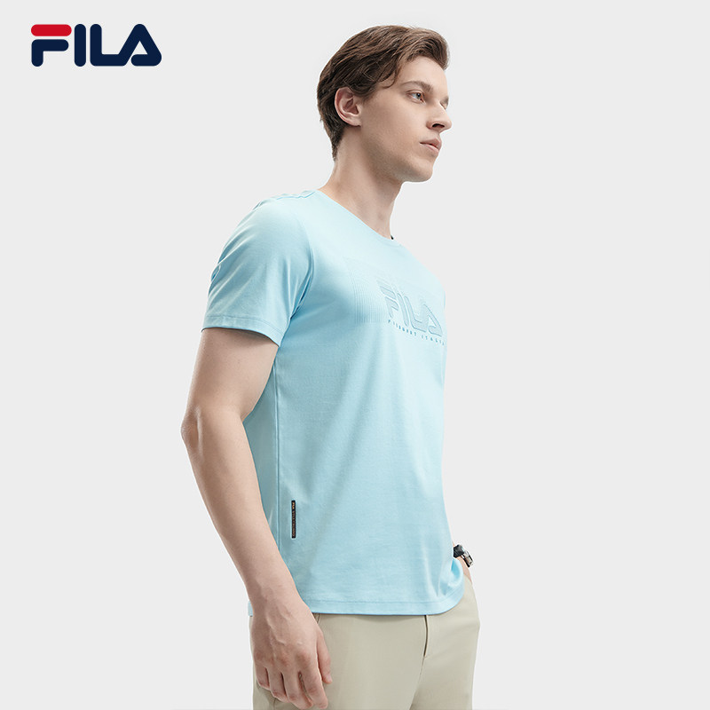 FILA 斐乐官方男子针织短袖衫2024夏新款休闲时尚纯棉LOGO基础T恤,淘宝优惠券,粉丝福利购,淘宝优惠卷