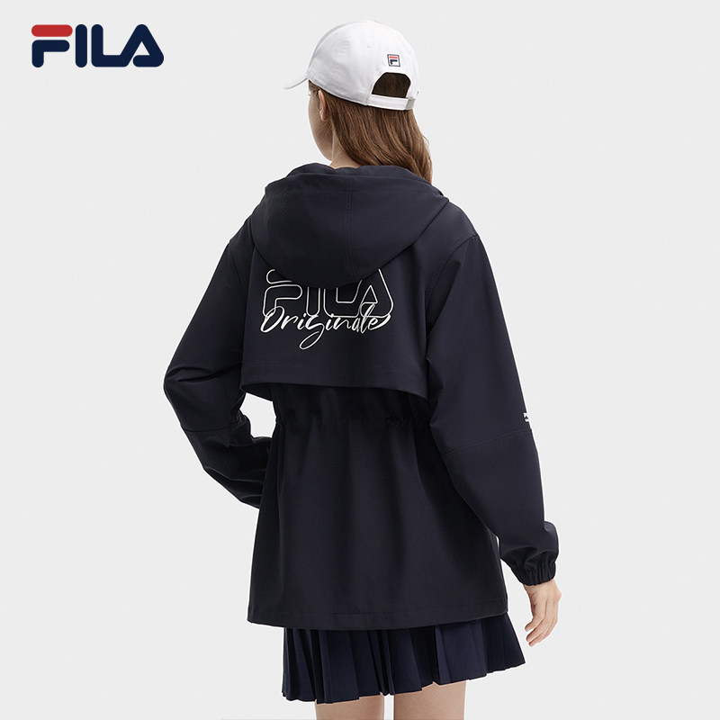 FILA 斐乐官方女士梭织外套2024秋新款时尚休闲收腰宽松连帽风衣,淘宝优惠券,粉丝福利购,淘宝优惠卷