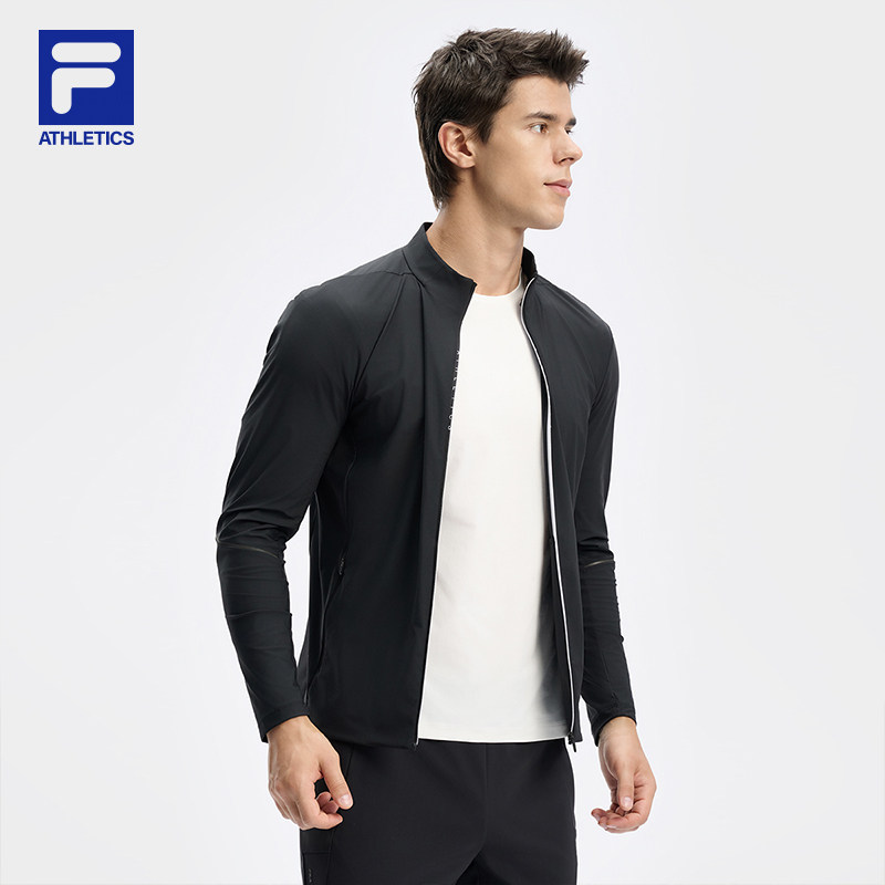 FILA 斐乐官方男子针织长袖外套2024秋新款健身运动舒适凉感上衣,淘宝优惠券,粉丝福利购,淘宝优惠卷