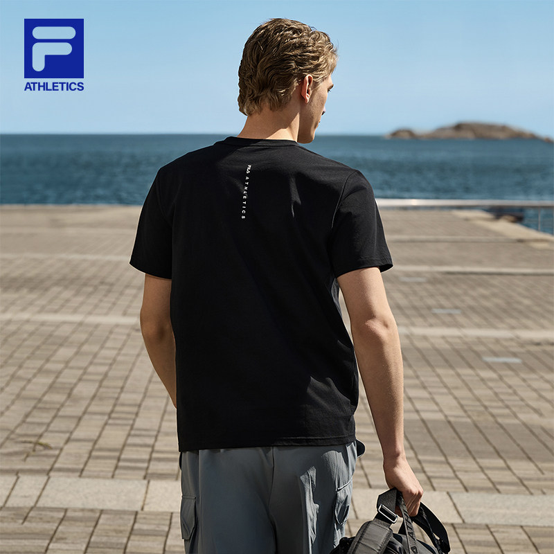 FILA 斐乐官方男子针织短袖衫2025夏季新款健身运动简约基础白T恤,淘宝优惠券,粉丝福利购,淘宝优惠卷