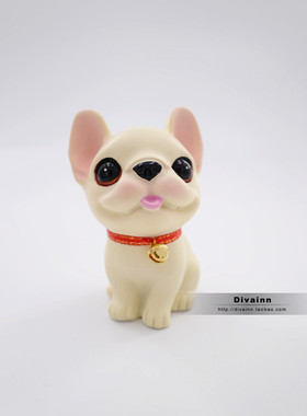 手绘法国斗牛犬可爱风树脂道具