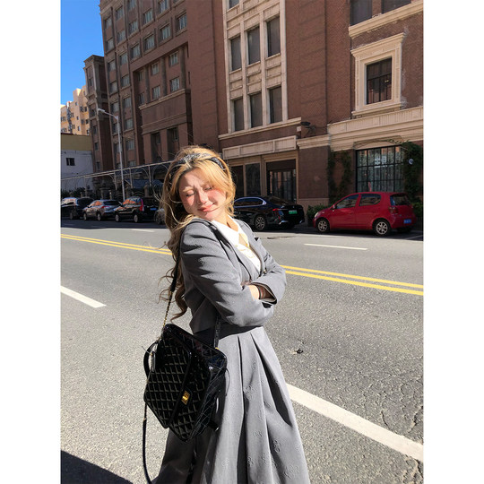 安妮不火 复古学院风西装两件套女2025秋季新款微胖大码气质套装