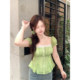 Annie's Not Hot Floral Lace Square Collar Bubble Wrinkle Chiffon Shirt Women's Fat Plus Size Vacation Waist Small Shirt
