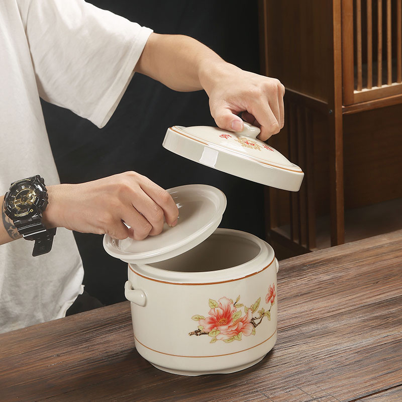 陶瓷家用隔水炖盅带盖双盖汤盅燕窝蒸蛋盅甜品盅煲汤罐商用小炖罐 - 图2