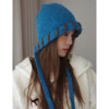 Ding Zuozou Korean style personalized hand-stitched woolen hat for women with small face, winter warm and ear-protecting knitted Lei Feng hat