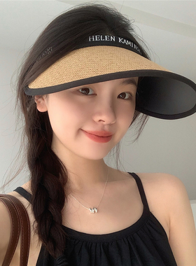 丁走走防晒帽子女夏季2026新款遮阳帽防紫外线大帽檐度假空顶草帽