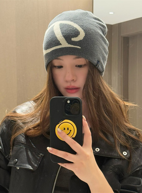 丁走走美式复古护耳防寒针织帽子