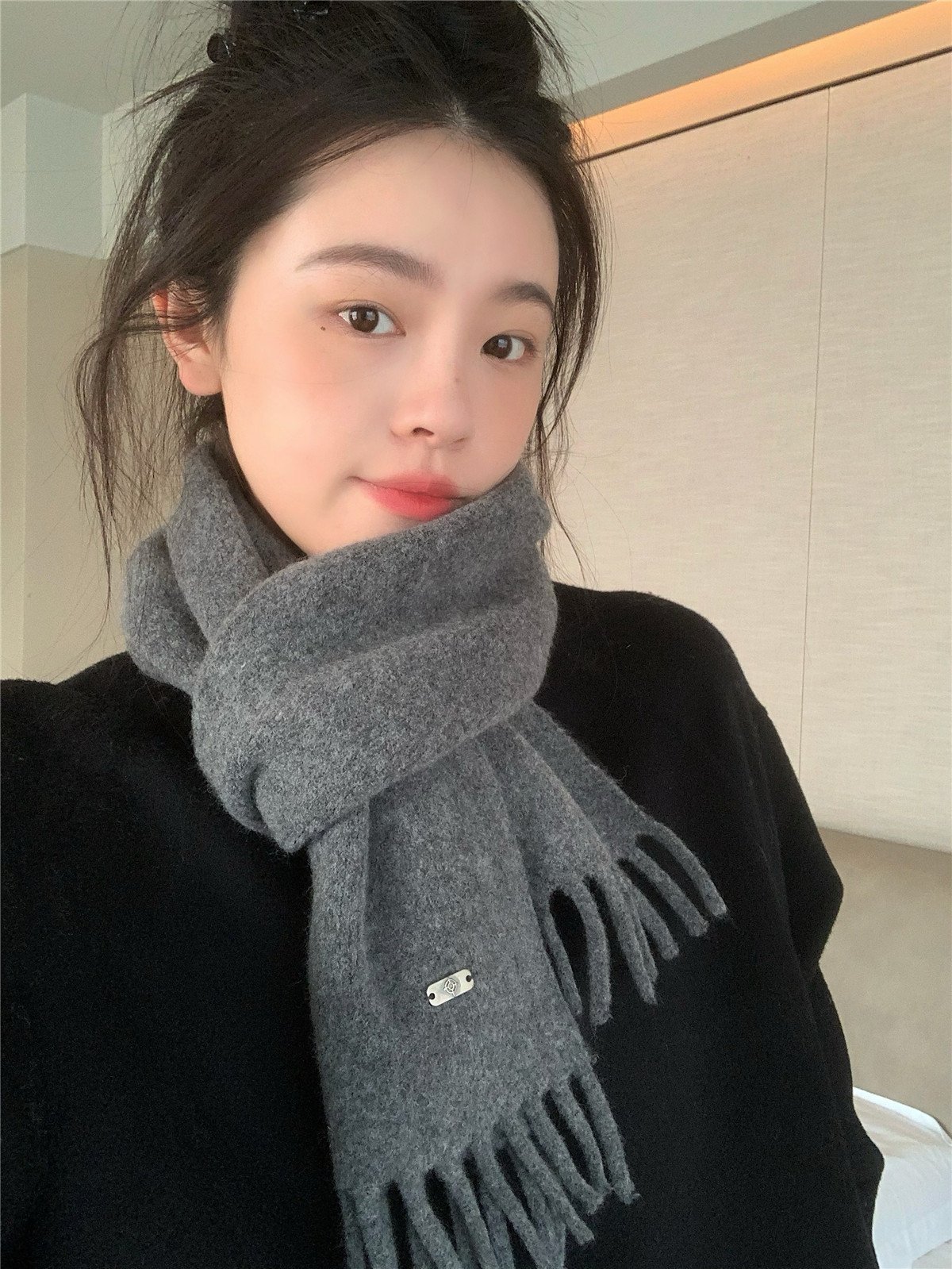 经典百搭高级感纯色含羊毛围巾女冬季2025保暖针织韩版围脖情侣潮,淘宝优惠券,粉丝福利购,淘宝优惠卷