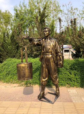 玻璃钢雕塑仿铸铜民俗农耕户外人物学校园林景观水泥雕塑摆件定制