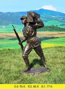 定制红军八路军雕塑红色文化铸铜人物军民一家亲抗战落地仿铜摆件