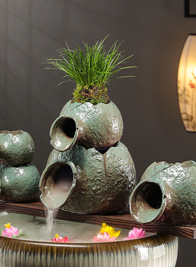 流水摆件循环水招财鱼缸景观配件