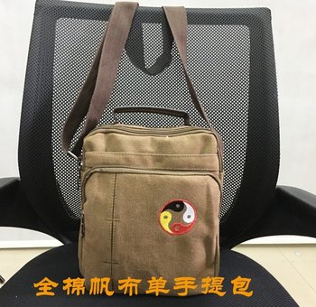 Taoist shoulder bag Taoist bag layman canvas bag Tai Chi yin and yang embroidery crossbody bag men's bag small portable bag