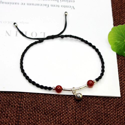 Бамбуковый браслет на ногу, цепочка ручной работы, плетеный браслет из красной нити, сексуальный колокольчик, простой и элегантный дизайн, популярно в интернете, подарок на день рождения