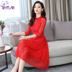 Váy ren nữ 2019 mùa thu mới thon gọn mùa xuân và mùa thu mặc eo là khí chất mỏng phổ biến váy thủy triều - váy đầm váy nhung đẹp váy đầm
