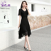 Đầm 2019 mới hè ngắn tay eo thon gọn khí chất nữ ngoại quốc pop phổ biến váy voan đen - váy đầm đầm body dự tiệc váy đầm