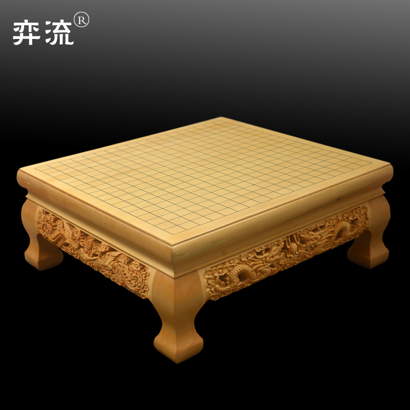 弈流新品17cm桧木棋墩目盛线条棋桌精品雕花围棋桌收藏棋具-图0