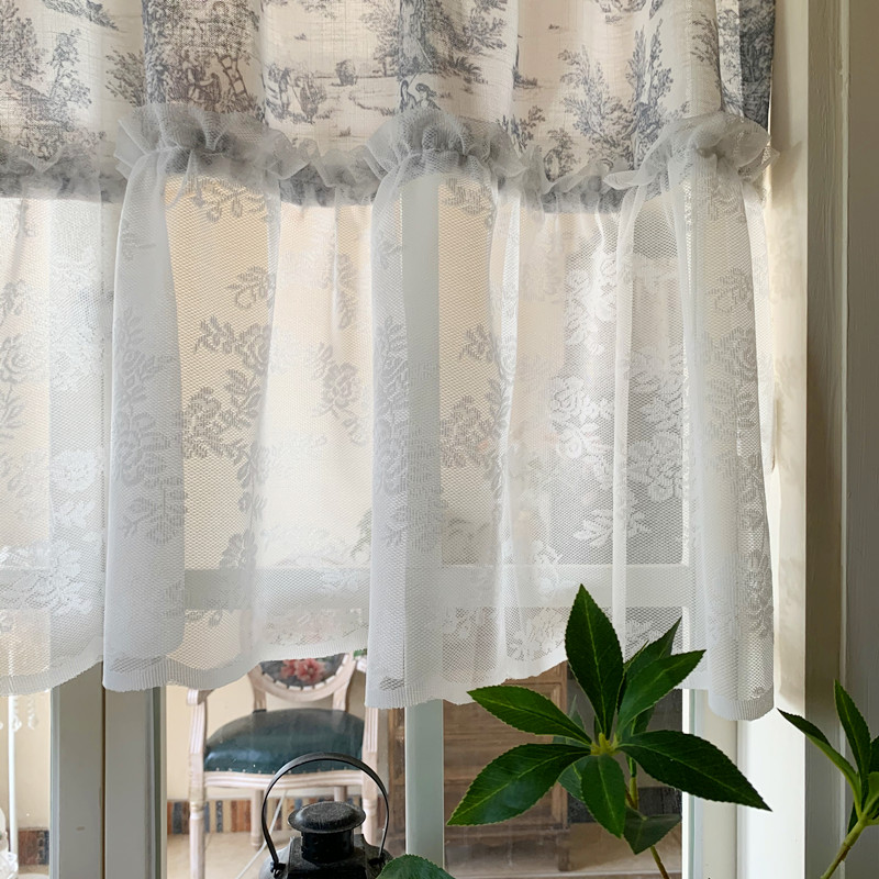 French retro gauze integrated window screen that is light-transmitting and opaque