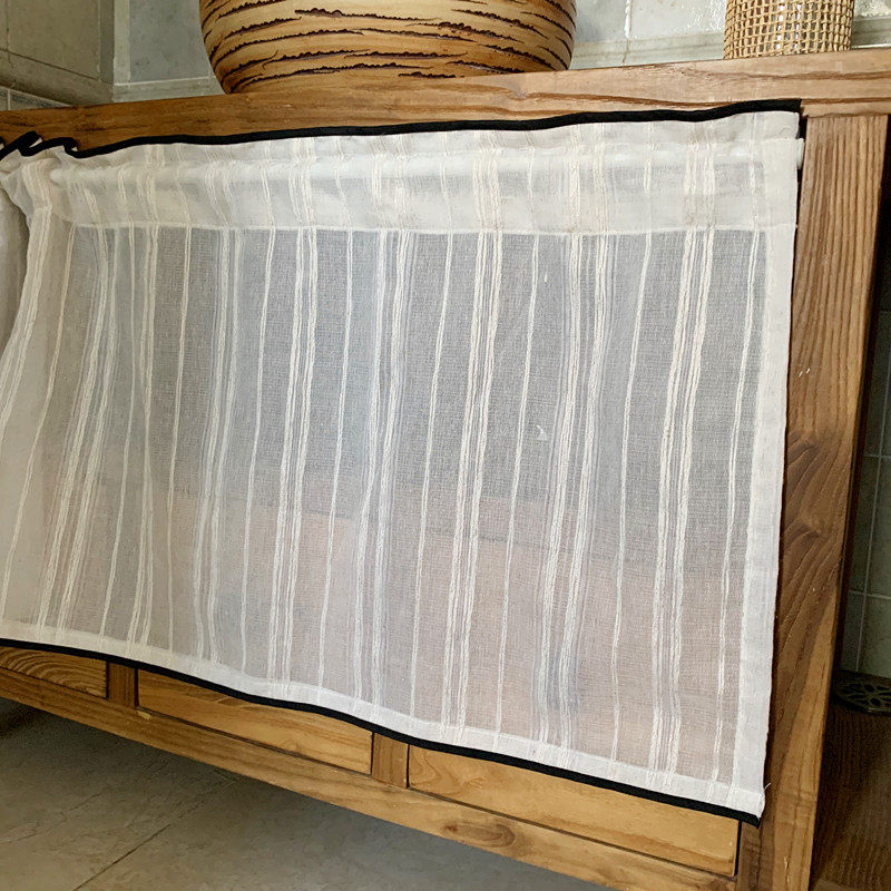 中古风日式棉麻短帘柜帘半帘橱柜遮挡帘柜子防尘隔断小窗帘免打孔,淘宝优惠券,粉丝福利购,淘宝优惠卷