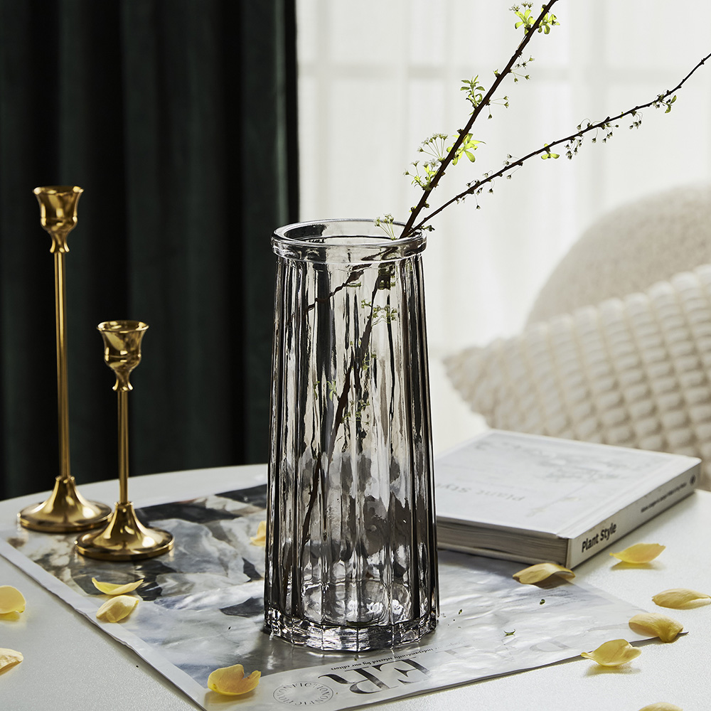 柯林斯 欧式彩色玻璃花瓶 客厅餐厅装饰品花器摆件富贵竹插花花瓶 - 图0