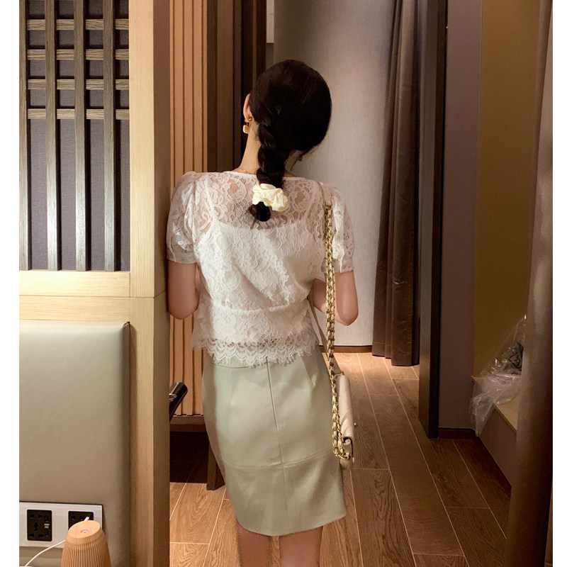 谜秀超仙蕾丝衫女2020夏装新款小衫 谜秀蕾丝衫/雪纺衫