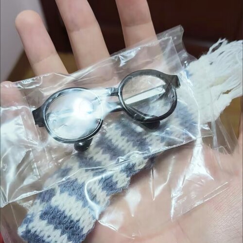 10cm棉花娃娃迷你小围巾配件口水巾手工编织毛线蓝色围巾可爱便宜 - 图1