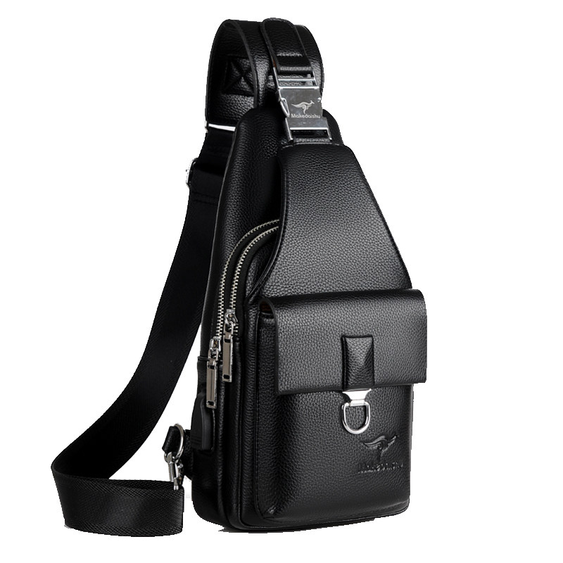 马克袋鼠男士胸包真皮斜跨休闲包包 陶礼芬芳箱包店男士包袋