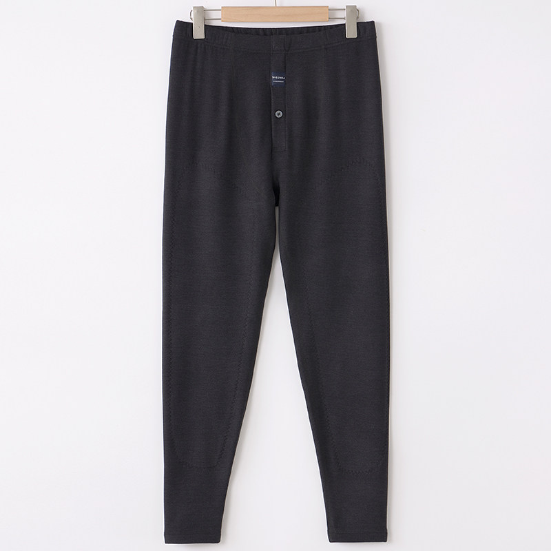 兄华新款男士中厚蚕丝保暖裤加绒羊绒护膝高腰发热加厚秋裤绒裤冬