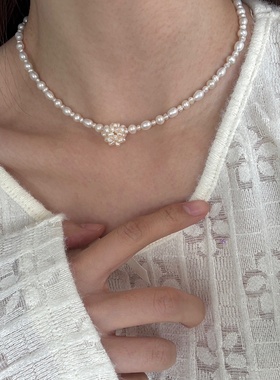 异彩轻奢手工天然珍珠银项链女