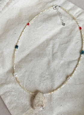 简约夏季天然石天然淡水珍珠项链