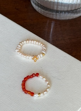 原创天然淡水珍珠桂花叠戴食指戒