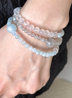 新中式天然三圈蓝月光手链