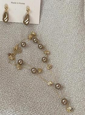 摩卡色小金块满天星项链